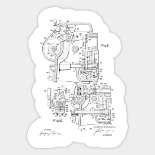 Zigzag Mechanism for Sewing Machine Vintage Patent Hand Drawing Sticker